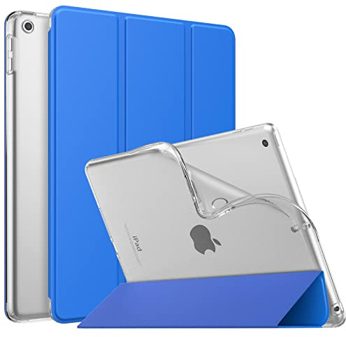 MoKo Case for iPad 9th Generation 2021/ iPad 8th Generation 2020/ iPad 7th Generation 2019, Soft Translucent TPU Frosted Back Cover Slim iPad 10.2 inch Case with Stand, Auto Wake/Sleep, Blue