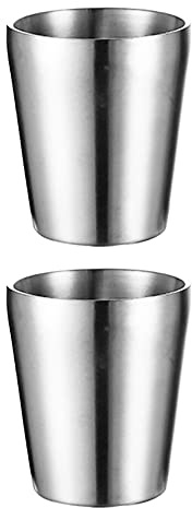 UPTALY 2 tazas de acero inoxidable (300 ml, plateadas), tazas de camping irrompibles, taza de espresso pequeña, tazas de café con doble pared, vasos de chupito, vasos, tazas de café, taza de té