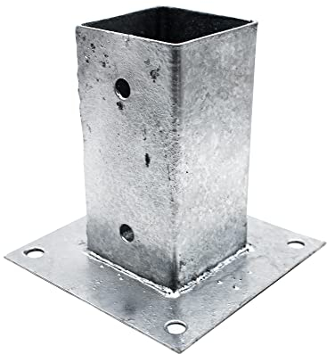 DOJA Barcelona | Kantholz Pfostenträger | Pack 4 | 91x91 mm | Bodenhülse Zaunpfosten Metall Verzinkt | Pfostenanker Aufschraubhülse mit Anschraubsockel | Pfosten Anker | Holzpfosten, Holzbalken