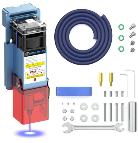 SCULPFUN S10 Lasermodul für S9 S10 Laser Graviermaschine, Upgraded 10W Ausgangsleistung Lasergravurmodul with High-Speed Air-Assist-Düse, Abnehmbarem Augenschutz