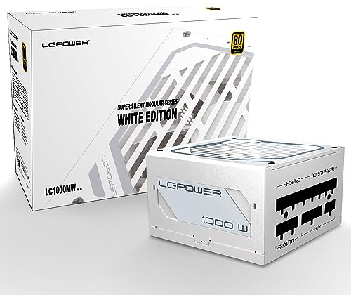 LC-POWER 1000w PC Power Supply Full Modular 80 Plus Gold 135 mm Fan Ultra-Low Noise Digital PC PSU, ATX 3.1 & PCIe 5.1 GPU Support, Gaming Intelligence, Sleeved Cable - LC1000MW V3.1