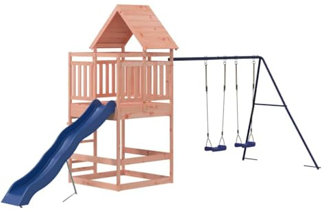 vidaXL Spielturm, Klettergerüst mit Rutsche Schaukel, Kinder Kletterturm mit Sandkasten, Spiel-Zubehör für Garten, Spielgeräte Spielplatz, Massivholz Douglasie