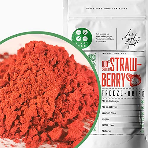 Polvo de Fresa | XL 500g Fresa Liofilizada Pura Cruda Sin Gluten Frutta Polvo | Freeze Dried Strawberry Fruit Powder | Fruta Liofilizada en Polvo | 100% Hecho de Fresas Frescas Deshidratada Raw Vegan