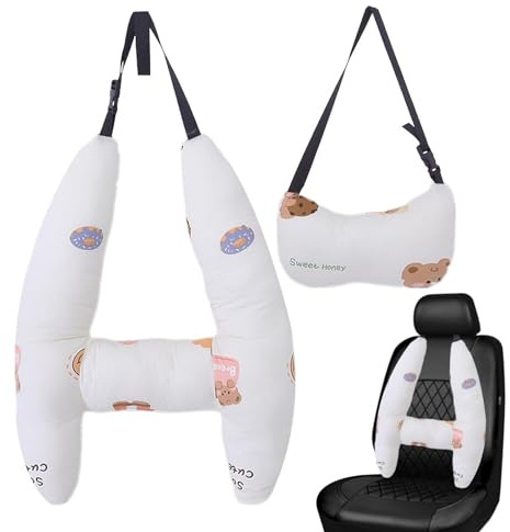 Eteslot 2 h-Shape Kid car Sleeping Head Support - travel Neck Rest car seat Pillow for Children Sleeping - Baby Toddler car Sleeping Pillow - Children Sleep headrest Pillow - Soft