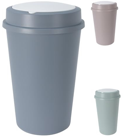 Mojawo Poubelle avec ouverture automatique du couvercle, poubelle de cuisine, 47 l, en plastique, lavable, couleurs : gris clair