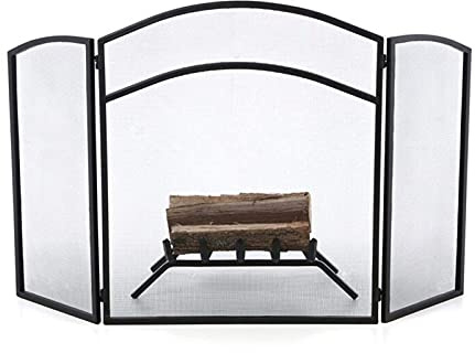 Brandschutz-Klassiker für Gasherde, Sicherheitskamin/Ofen/Kamin/Grube, schwarzes Brandschutzgitter mit 3 Paneelen, klappbarer schmiedeeiserner Umrandungsschutz, hergestellt in China