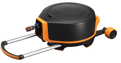Fiskars Devidoir XL avec Roues, Set d'Arrosage Tout-en-1, Tuyau de 27 m, Tuyau à Enroulement automatique, Tuyau de taille universelle (Ø 13 mm), Raccord universel pour Robinet, X-series, 1067548