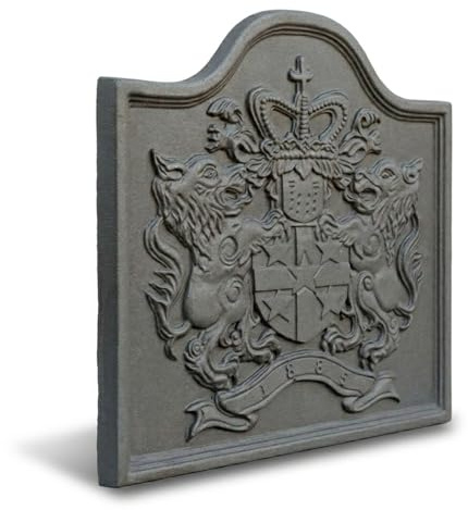 55 x 45h x 2 cm - Lastra Decorata LEONE | Riflette Calore, 100% Ghisa | Pannello decorativo in ghisa per camino, accumulo e rilascio graduale del calore, resistente e durevole