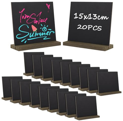 JMIATRY 20 Stück Kreidetafel, Schiefertafel Zum Beschriften, Kreidetafel Klein für Buffet, Hochzeit, Party, Preisschilder, 15x13x0.3cm