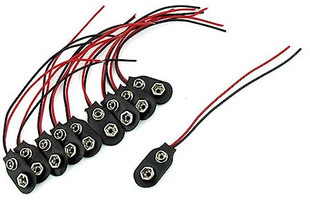 Angoily Connettore Clip Per Batteria Da 9 v Con Cavo 10 Cm Set Da 10 Pezzi Per Alimentazione Led Apparecchi Elettronici Installazione Semplice Nero