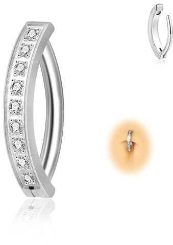 Candyfancy 14G Clicker Bauchnabelpiercing Titan Antiallergie Bauchnabelpiercing Schwarz 10mm/12mm Zirkonia Nabelpiercing Belly Piercing Bauchnabel Körperschmuck für Damen Herren