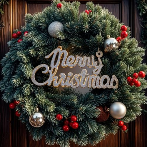 Coronas de Navidad,Corona de Navidad para Puerta,Corona de Navidad con piñas de Abeto,Guirnalda de Acción de Gracias Decoraciones Adorno,Decorar Chimeneas Puertas y Esperar 35CM