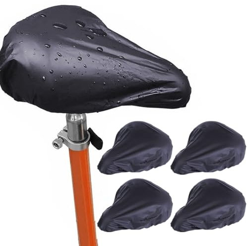 Fahrradsattel Regenschutz, 4 StüCk Sattelschutz PVC Wasserdicht, üBerzug Sattelbezug Fahrrad Langlebig, Regenschutz für den Meisten Fahrradsattel, FüR Meisten FahrräDer, Schwarz