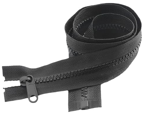 GXGM Reißverschluss für Jacken Kunststoff Plastik Zipper Reissverschlüsse teilbar (Schwarz 70cm), 1 Stück