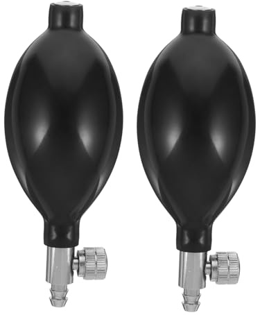 Aufblasgerät aus Latex mit Ventil für Blutdruckmessgerät | Blutdruckmanschette, Schwarz, Leicht zu Lagern und Einfach zu Bedienen, 2 Stück