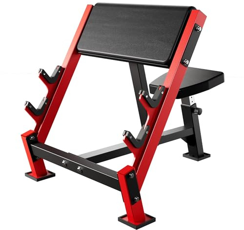 AOWINNOX Fitness verstellbare Arm-Bizeps-Trizeps-Curl-Bank und Maschine, sitzende Langhantel, Trainingsgerät für Zuhause