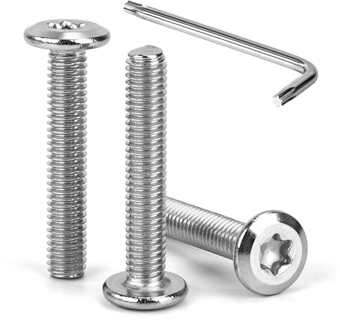 Tunejoy Viti a Testa Piatta Torx M6 x 35 mm Vite a Testa Esagonale Bulloni in Acciaio Inox A2 V2A Bulloni per Mobili con Chiavi a T30 Filettatura Completa 30 Pezzi