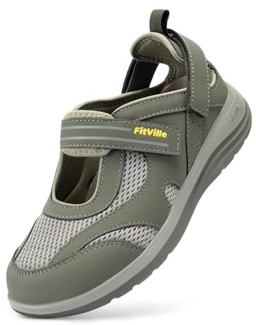 FitVille Chaussures pour Femmes à Pieds Larges Chaussures de Marche Confortables et Respirantes Sandales avec Soutien de la Voûte Plantaire