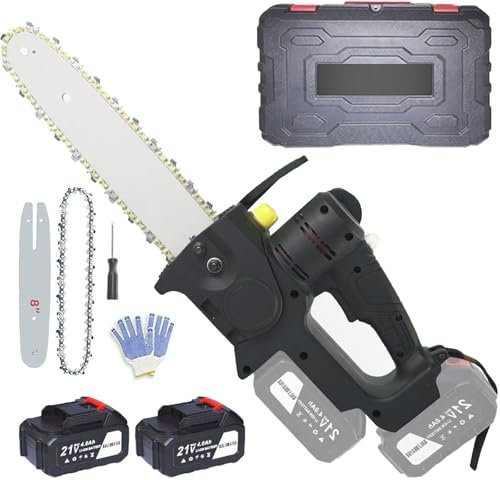 21VCordless Mini Chainsaw, 1580W Electric Chainsaw, Dual Lithium Battery Drive Chainsaw with 4100r/min Power Chainsaw and 2*1500mAh Battery, Hand Chainsaw for Cutting Trees, Cut Wood, Tree 12 inches