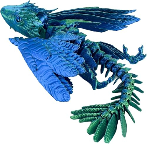 Gefiederter Wyvern-Drache, 3D-gedruckter Drache, bewegliche Drachen mit Flügeln, 3D-gedrucktes Spielzeug, Desktop-Haustier – perfekt für Fantasy-Enthusiasten