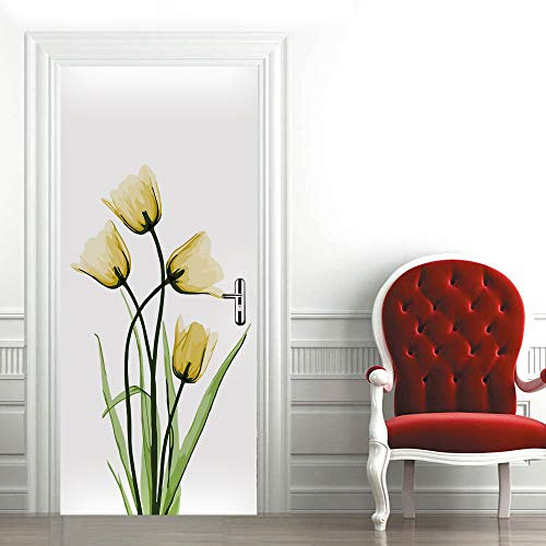 Türaufkleber Pflanze Blume Türtapete Selbstklebend Türposter Kinderzimmer Fototapete Türfolie Poster Tapete Türaufkleber 3D Decoration Aufkleber PVC Selbstklebend B100 x H200cm