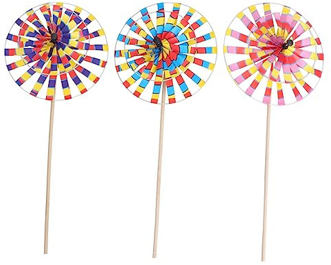 Toyvian Retro Windmühle Spielzeug Kinder Runder Winnower Bunte Kunststoff Stange Für Draußen Garten Dekoration