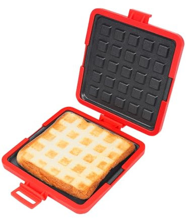 Microwave Toastie Maker, Non Stick Plates, Grilled Cheese Machine Panini Press Grill, Faster Even Heating and Cooking, Dishwasher Safe, Easy to, for Breakfast Snacks (Red)