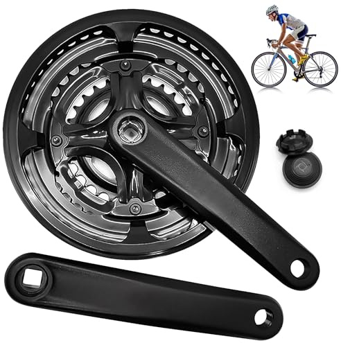 PORFOYO Guarnitura per Mountain Bike da 170 mm, 6/7/8-Fach Guarnitura per Bicicletta, Pedivella Bici, Guarnitura Corona Bicicletta con 28-38-48T, Lega di Alluminio, per MTB Mountain Bike
