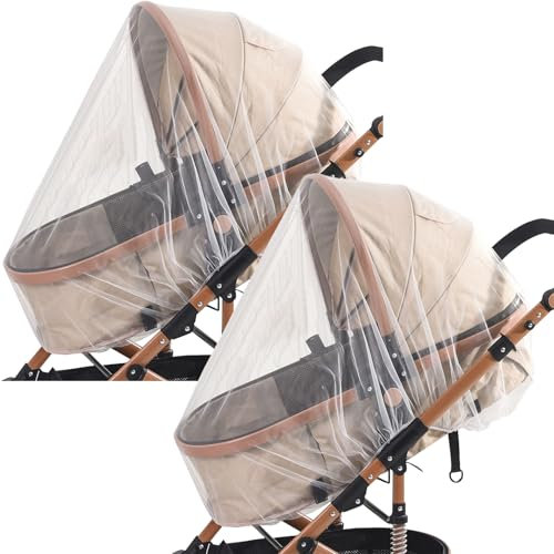 Zanzariera per passeggino - Confezione da 2 reti anti-insetti traspiranti con custodia, traspiranti e portatili per passeggini, seggiolini auto, navicella, culla, box, mini culla da viaggio, protezion