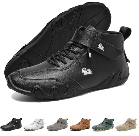 LOVEWLVNCL Botas Altas Italianas for Hombre Exteriores Beck Zapatos Mocasines Impermeables Barefoot Shoes Botas Chukka Antideslizantes Transpirables for Senderismo, Camping conducción(Negro,42 EU)