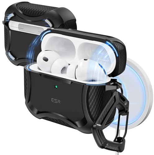 ESR for AirPods Pro 3 Case (2025), Compatible with Airpods Pro 3rd Generation (USB-C Cable), Magnetic Lid, MagSafe Ready, Powerful Drop Protection, Cyber Series, Black