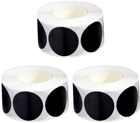 Vaguelly 3 rollos de etiquetas para frascos: etiquetas de pizarra reutilizables para frascos de especias - Pegatinas redondas negras para organizar la cocina y la despensa