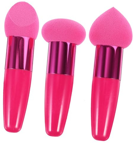 BAZEITFLOW 3 Stück-pack Make Up Stifte Rose Pink Kosmetikschwämme für Nass und Trocken Make Up Geschmeidig Hautanpassend für Frauen