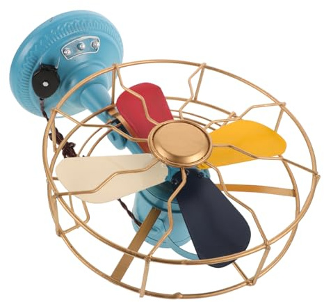 ROMISBABA Vintage Desk Fan Model Handmade Retro Tabletop Ornament in Medium Color Classic Decorative Fan for Home and Office Photo Prop and Display