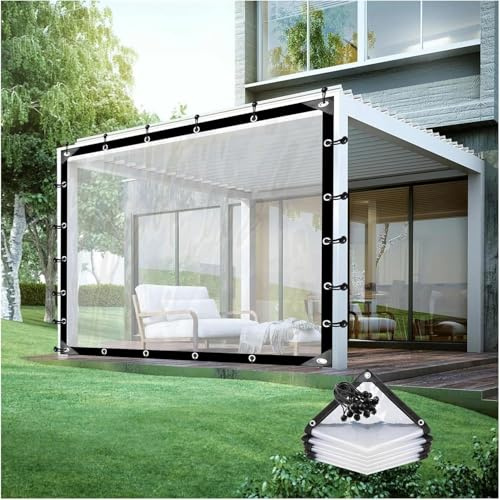 Paneles laterales de lona transparente para pérgolas, verandas y cenadores, impermeable, personalizable, toldo de plástico para exteriores, 3.28 x 3.28 pies, ojales incluidos