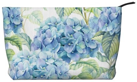 Hortensia Aquarelle imprimée,Trousse de Toilette en Velours côtelé, Trousse de Maquillage Portable pour Les Voyages