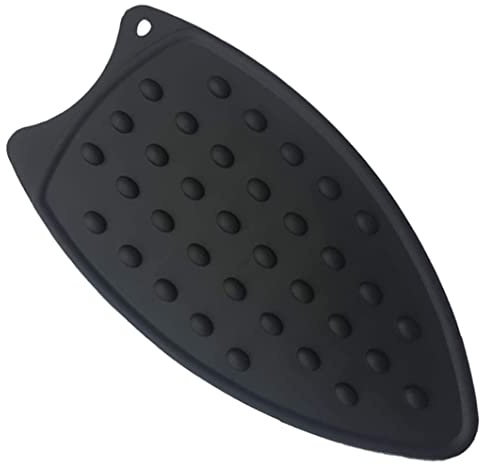 BEAHING Silicone Iron Rest Pad Ironing Board Hot Mat Multipurpose Heat Resistant Plate Tray for Dry Steam Iron Black