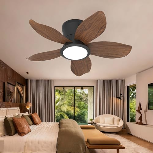 Inrosy Ventilateur Plafond Avec Lumiere 6 Vitesses RéVersible Silencieux Lustre Ventilateur De Plafond Convient Aux Chambres Cuisines Et Salles à Manger,Couleur noyer-25