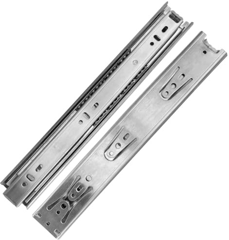 Gatuida Set Guide per Cassetti in Acciaio Inox 40 Cm Scorrimento Silenzioso e Ammortizzatore Idraulico, Guide Scorrevoli a 3 Sezioni per Mobili Ufficio e Cassettiere Colore Colore Casuale