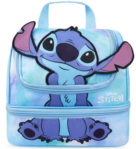 Get Trend Disney Stitch 3D Bolsa Termica Infantil Niña, Lunch Bag, Bolsa Isotermica con Doble Compartimento, Asa y Cremallera, para Colegio, Excursiones o Picnic, Regalo Niña (Azul Stitch)