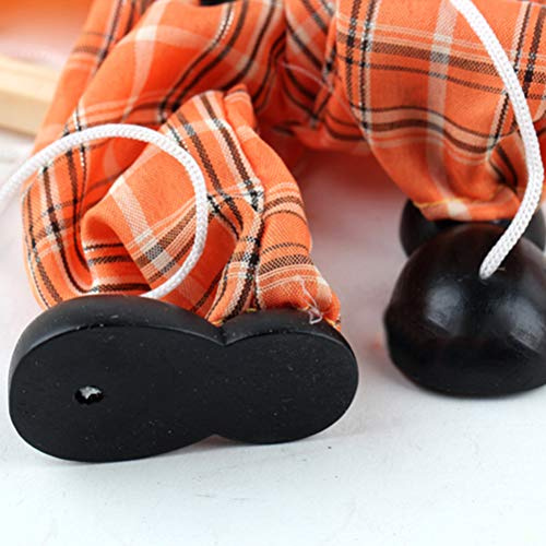Generic Clown Pull String Docka Trä Marionett Vintage Hantverk Leksak Rolig Färgglada Rörliga Armar Ben 25 Cm med Hängsnöre för Baby Barn Juldekoration Present (Röd)