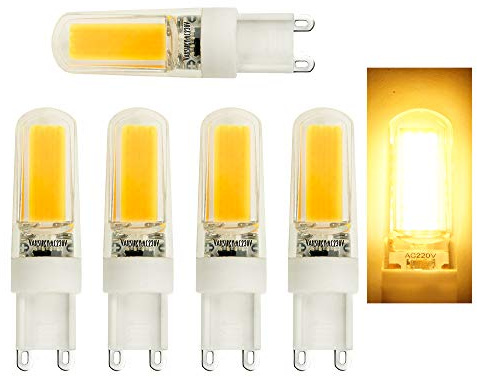 5er G9 Sockel 4W LED Glühbirne, 3000 k (warmes Weiß) 350lm, äquivalent zu 35W Halogen-Ersatz, AC220V-240V, 360 Omni-Richtung Beam-Winkel.