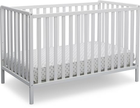Delta Children Heartland 4-in-1 Convertible Crib - Greenguard Gold Certified, Bianca White