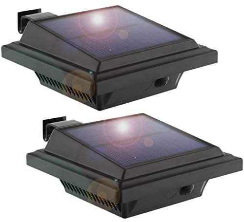 KEENZO LED solcellsrännlampa, solcellslampor för utomhusbruk, 25 lysdioder, solcellsljus, kall vit trädgårdsbelysning, staketljus, gånglampor, solcell för staket, uteplats, trottoar, gård,