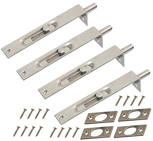 Nuzamas Kantriegel 2 Paar, 15 cm – Kantriegel aus robustem Edelstahl, Riegelschloss für 1. und 2. Türflügel, beidseitige Öffnungssicherheit