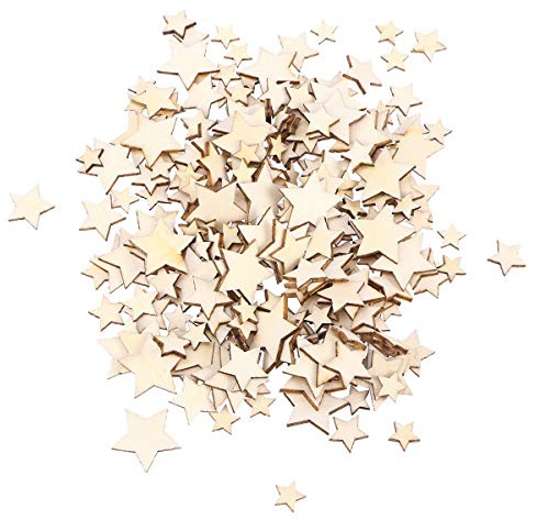Supvox Holzscheiben 200 StüCk 0.59X0.59 Zoll Naturholz Pentagramm Formen FüR Diy Basteln Hochzeit Deko Weihnachtsdeko Party Tischdeko Holzstreudeko