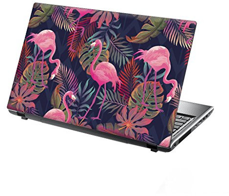 TaylorHe Folie Sticker Skin Vinyl Aufkleber mit bunten Mustern für 13-14 Zoll (34cm x 23,5cm) Laptop Skin Tropische Flamingos, Bäume