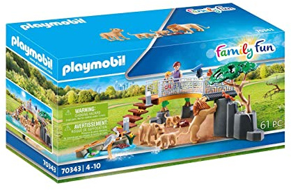 Playmobil 70343 Family Fun Outdoor Lion Enclosure, with Light Effects, for Children Ages 4+, Fun Imaginative Role-Play, PlaySets Suitable for Children Ages 4+