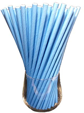 Papierstrohhalme, Papier Trinkhalm, Biologisch, Lebensmittelecht, umwelftreundlich, Einweg-Strohhalme, 120 Pack (Blau)