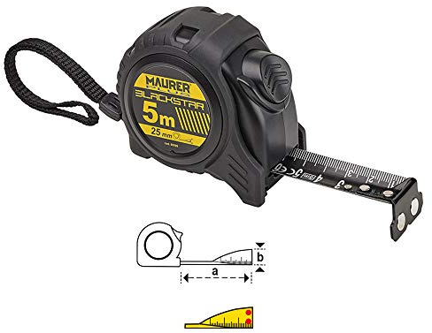 FLESSOMETRO MAURER 5MT 25MM IN ABS NERO WATERPROOF